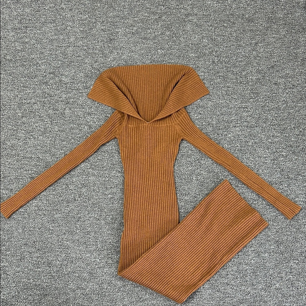 Nearly New Bershka Ribbed Rust Dress